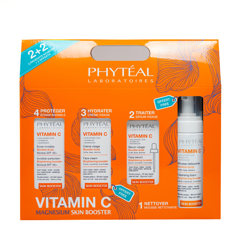 COFFRET PHYTEAL VIT C AVEC SERUM CREME HYDRATANTE ET ECRAN INVISIBLE+MOUSSE NETT GRATUIT 