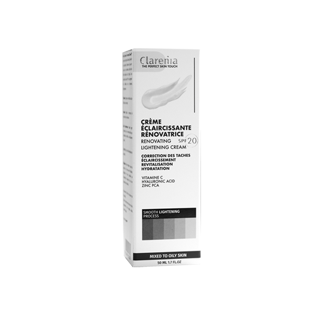 CLARENIA CREME ECLAIRCISSANTE RENOVATRICE SPF20 PEAU NORMALE A SECHE 50ML