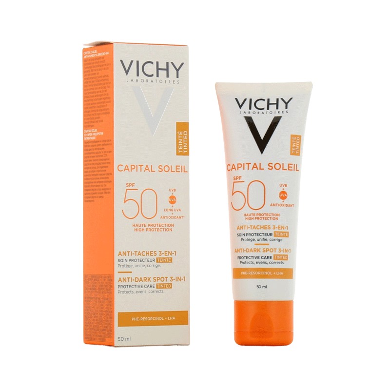 VICHY CAPITAL SOLEIL SOIN ANTI TACHES TEINTEE 3EN1 SPF50+ 50ML