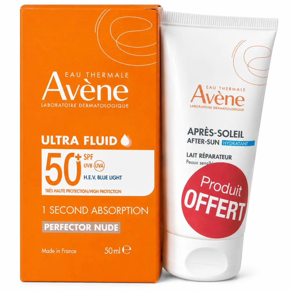 AVENE ULTRA FLUID PERFECTEUR TEINTE SPF50+ 50ML+LAIT APRES SOLEIL 50ML (OFFERT)